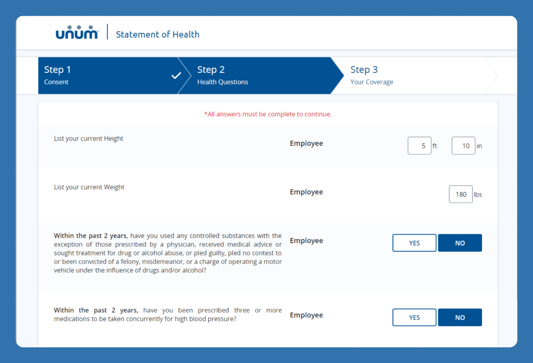 screenshot of app